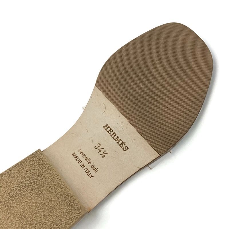 Hermes Oran Sandals Shoes Leather White Flat Sandals Mules