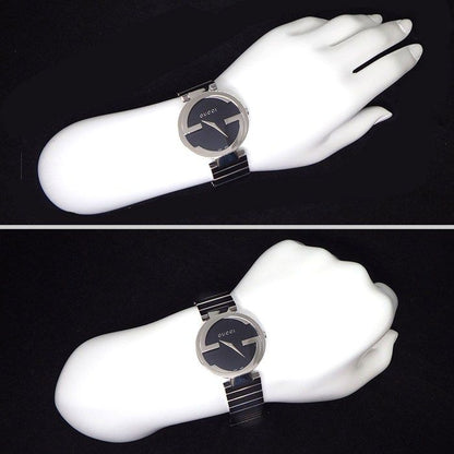 Gucci Watch Interlocking G 133.3 Ya133307 GG Sunray Black Dial SS Quartz Analog