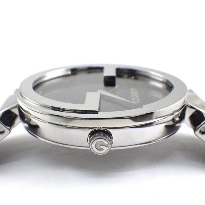 Gucci Watch Interlocking G 133.3 Ya133307 GG Sunray Black Dial SS Quartz Analog