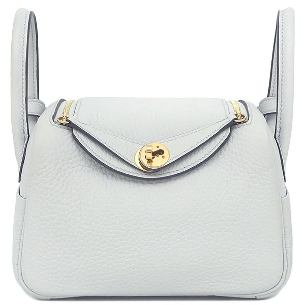 Hermes Shoulder Bag Lindy Mini 20 Taurillon Clemence Blue Veil Silver Hardware