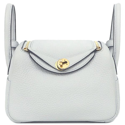 Hermes Shoulder Bag Lindy Mini 20 Taurillon Clemence Blue Veil Silver Hardware