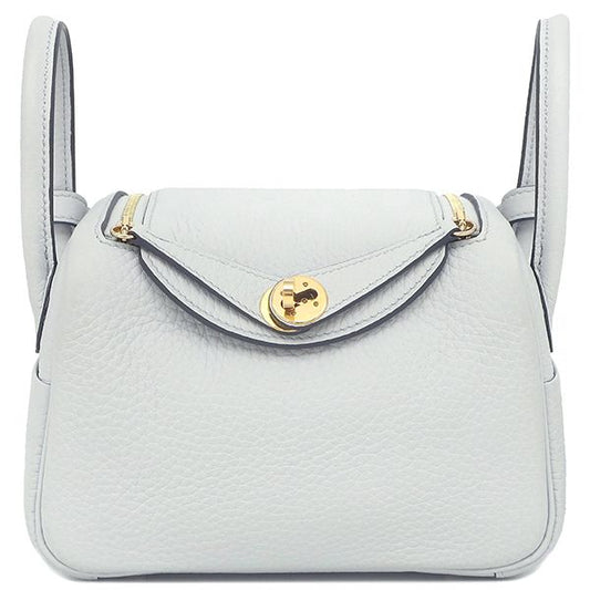 Hermes Shoulder Bag Lindy Mini 20 Taurillon Clemence Blue Veil Silver Hardware