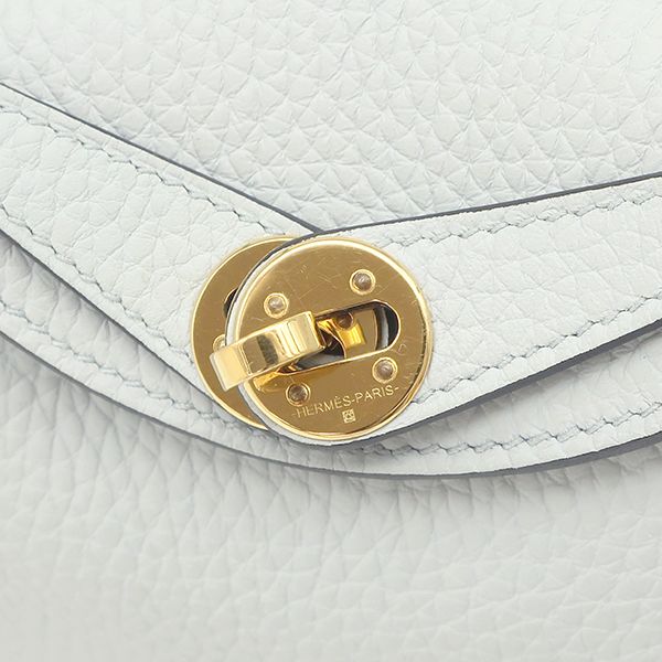 Hermes Shoulder Bag Lindy Mini 20 Taurillon Clemence Blue Veil Silver Hardware