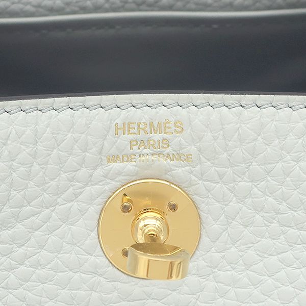 Hermes Shoulder Bag Lindy Mini 20 Taurillon Clemence Blue Veil Silver Hardware