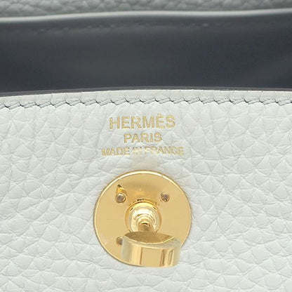 Hermes Shoulder Bag Lindy Mini 20 Taurillon Clemence Blue Veil Silver Hardware