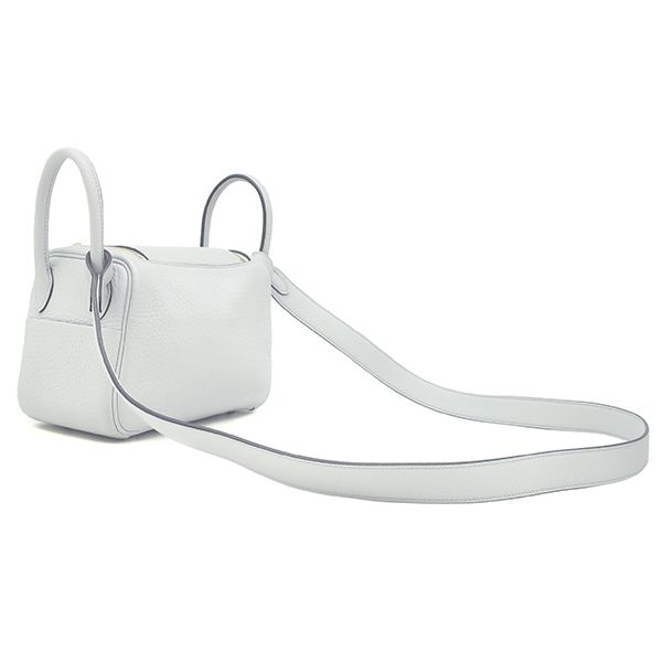 Hermes Shoulder Bag Lindy Mini 20 Taurillon Clemence Blue Veil Silver Hardware