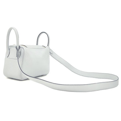 Hermes Shoulder Bag Lindy Mini 20 Taurillon Clemence Blue Veil Silver Hardware