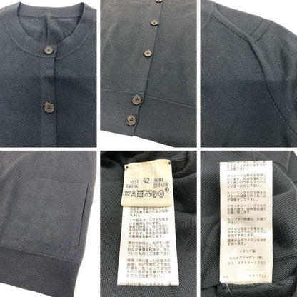 Hermes Cashmere Cardigan Long Sleeves Crew Neck Women's Size 42 Blue-Gray