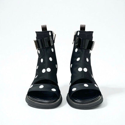 Louis Vuitton Moonlight Line Boots Short Shoes Satin Black White Dot Belt