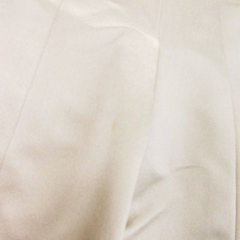 Chanel Flared Skirt Knee Length Silk Box Pleats Shiny Logo Plate 36 S Beige