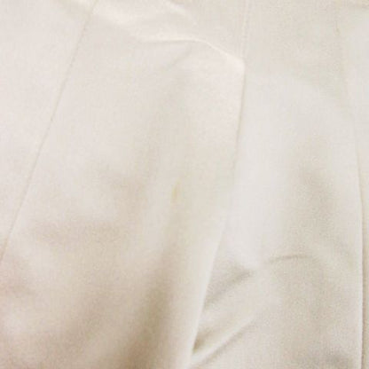 Chanel Flared Skirt Knee Length Silk Box Pleats Shiny Logo Plate 36 S Beige