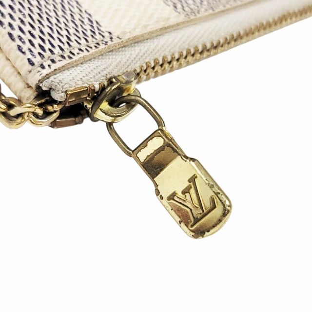 Louis Vuitton Damier Azure Pochette Cles Coin Case with Key Ring N62659 White