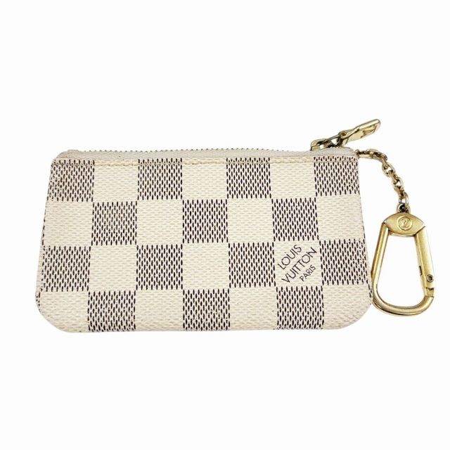 Louis Vuitton Damier Azure Pochette Cles Coin Case with Key Ring N62659 White