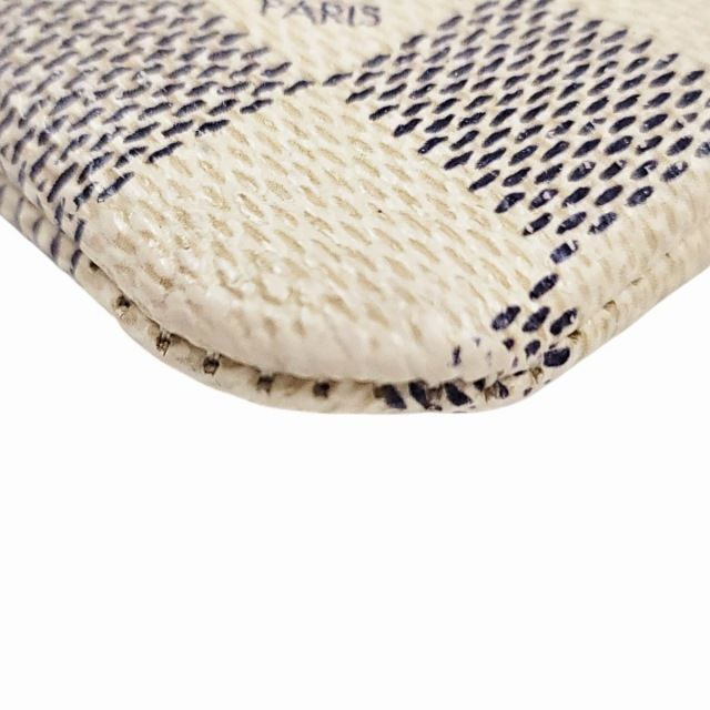 Louis Vuitton Damier Azure Pochette Cles Coin Case with Key Ring N62659 White