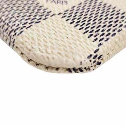 Louis Vuitton Damier Azure Pochette Cles Coin Case with Key Ring N62659 White
