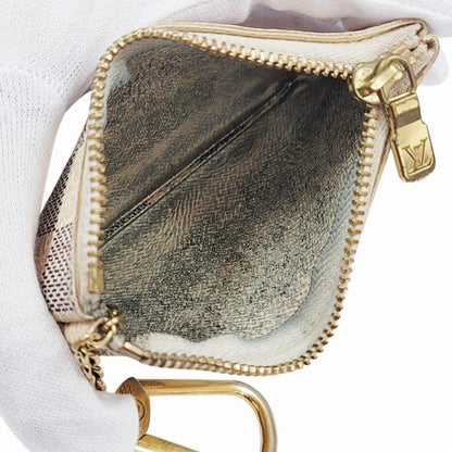 Louis Vuitton Damier Azure Pochette Cles Coin Case with Key Ring N62659 White