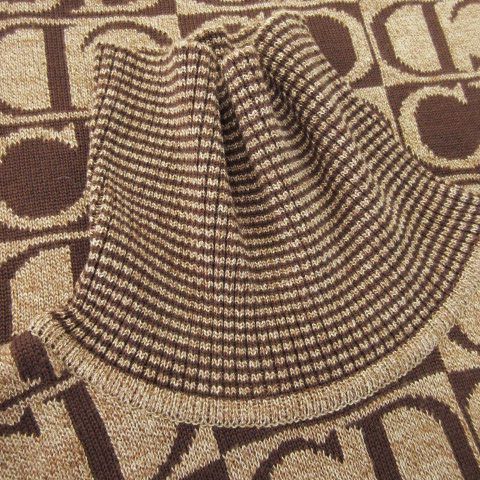 Christian Dior Sports Knit Sweater Turtleneck Long Sleeves Wool Silk Blend Silk