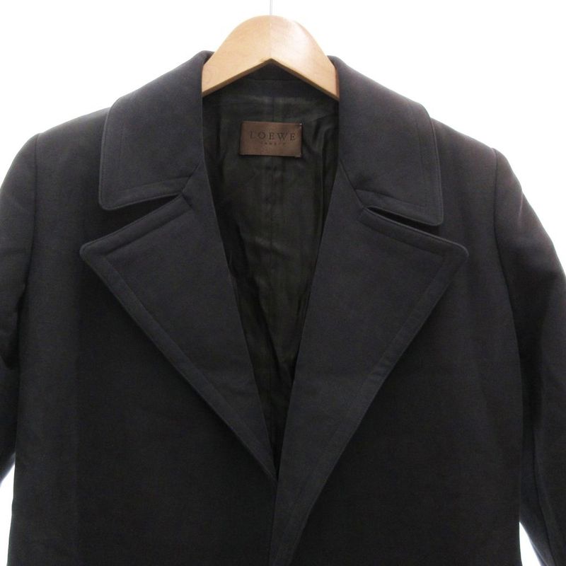 Loewe Spring Coat Chester Coat Big Color Cotton Suede Buttonless Charcoal Gray