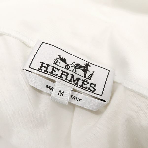 Hermes Cut and Sewn Turtleneck Cotton White and Brown M White Brown Long
