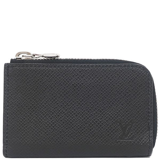 Louis Vuitton Coin Case Porte Monet Jules Taiga Ardoise Silver Hardware Black