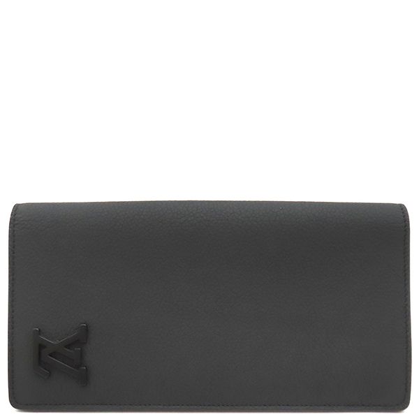 Louis Vuitton Long Wallet Portefeuille Blaza Nm Grain Leather Black Matte Black