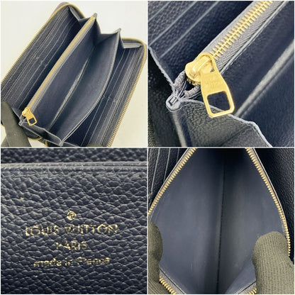 Louis Vuitton Monogram Empreinte Zippy Wallet Round Zipper Long Wallet Navy
