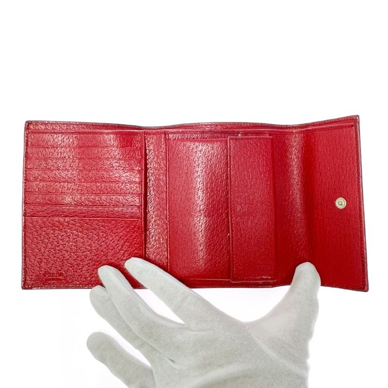 Prada Leather Trifold Wallet with Box Red 503618 Trifold Wallet