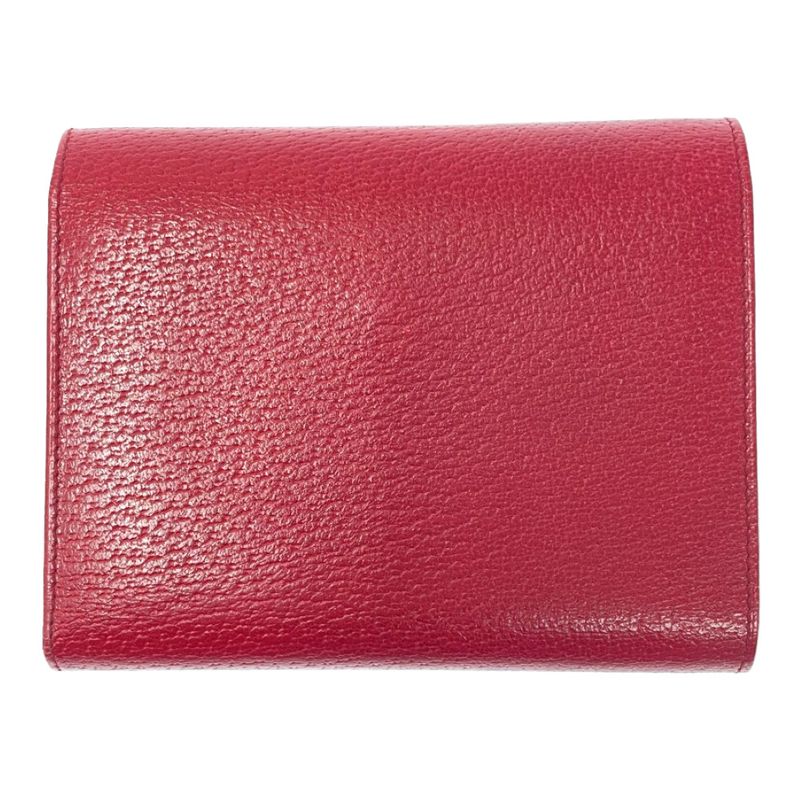 Prada Leather Trifold Wallet with Box Red 503618 Trifold Wallet