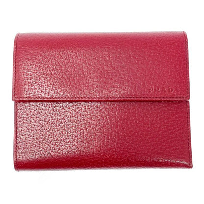 Prada Leather Trifold Wallet with Box Red 503618 Trifold Wallet