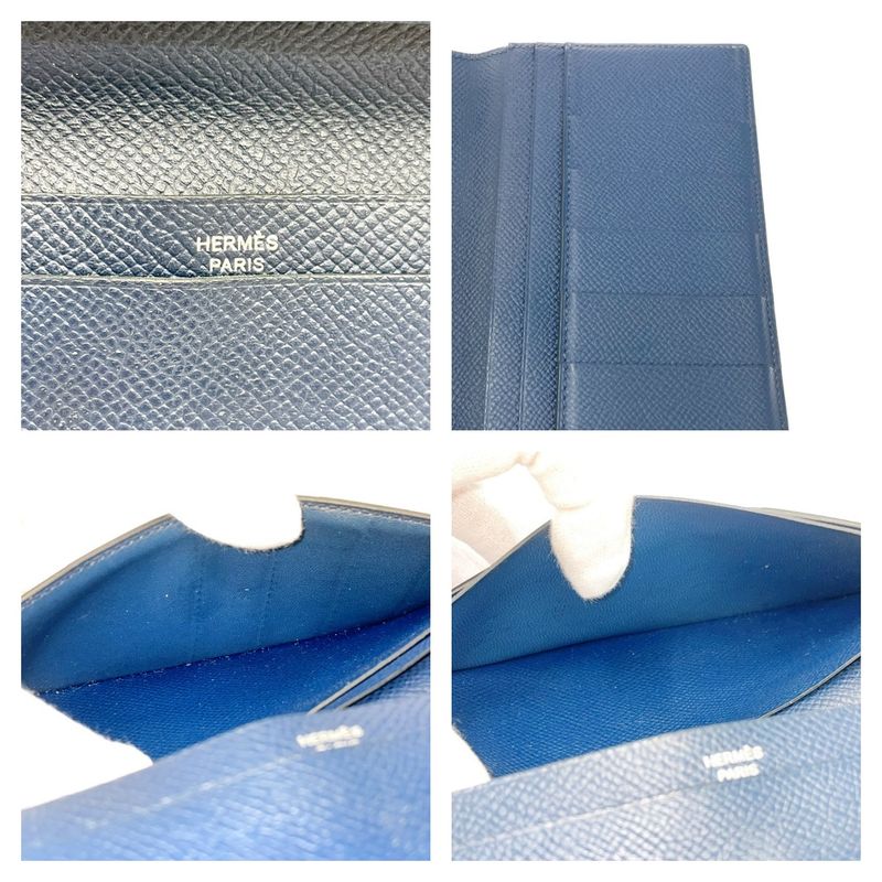 Hermes Epson Mc2 Fleming Long Wallet in Navy with Box Engraved X 504369 Long