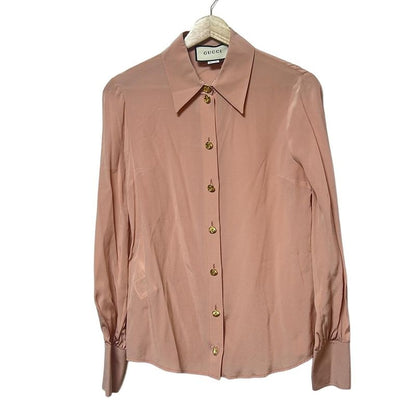 Gucci Long Sleeve Shirt Blouse Size 38 S Women 609469 Pink Silk