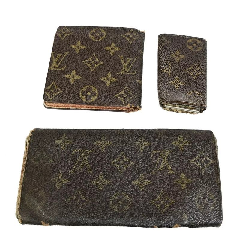 Louis Vuitton Long Wallet Monogram 3 Set Bifold 66 Bs078