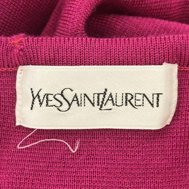 Yves Saint Laurent Dress Size M Women Pink Crew Neck Long Sleeves Knit Knee