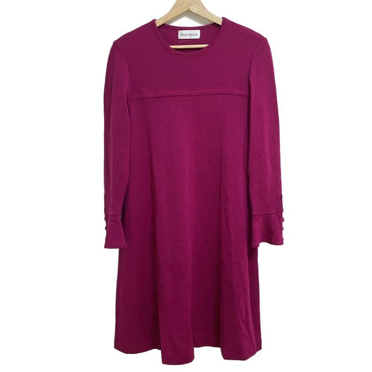 Yves Saint Laurent Dress Size M Women Pink Crew Neck Long Sleeves Knit Knee