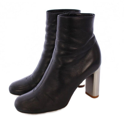 Celine Phoebe Period Bambam Short Boots Metal Heel Leather 37 Black KH