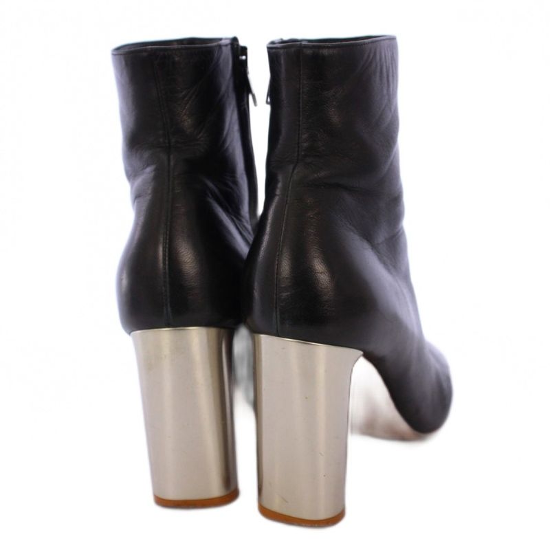 Celine Phoebe Period Bambam Short Boots Metal Heel Leather 37 Black KH