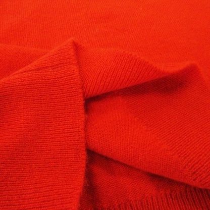 Chanel Knitted Sweater Crew Neck Short Sleeves Cashmere Logo 38 M Red Mn23