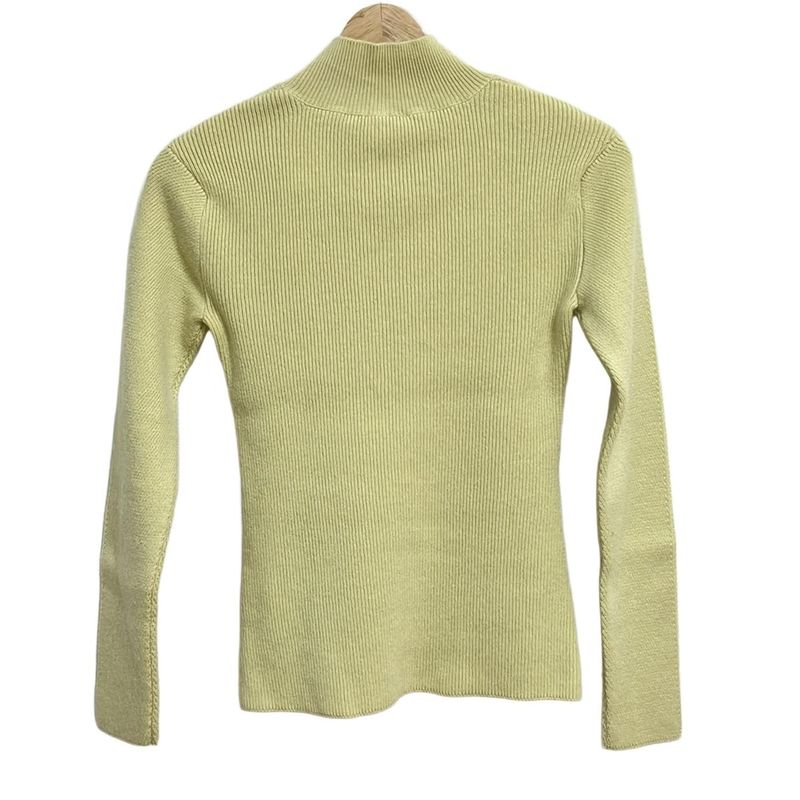 Hermes Long Sleeve Sweater Size 34 S Women 2h2661d1 Yellow Green High Neck
