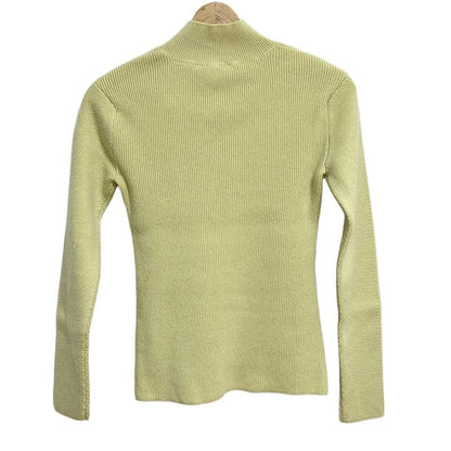 Hermes Long Sleeve Sweater Size 34 S Women 2h2661d1 Yellow Green High Neck