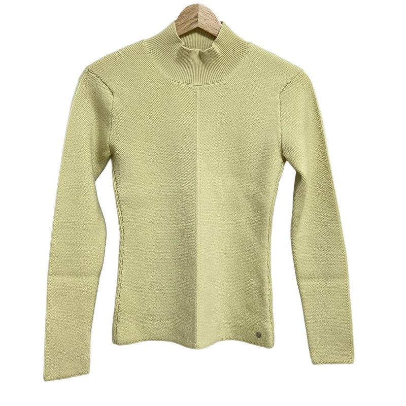 Hermes Long Sleeve Sweater Size 34 S Women 2h2661d1 Yellow Green High Neck
