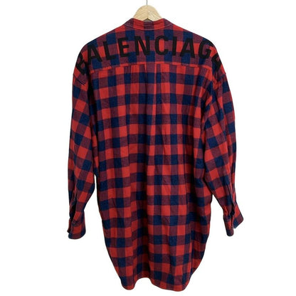 Balenciaga Long Sleeve Shirt Blouse Size 34 S Women 560934tbm23 Red and Navy