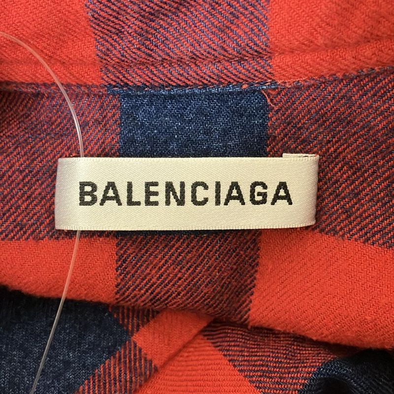 Balenciaga Long Sleeve Shirt Blouse Size 34 S Women 560934tbm23 Red and Navy