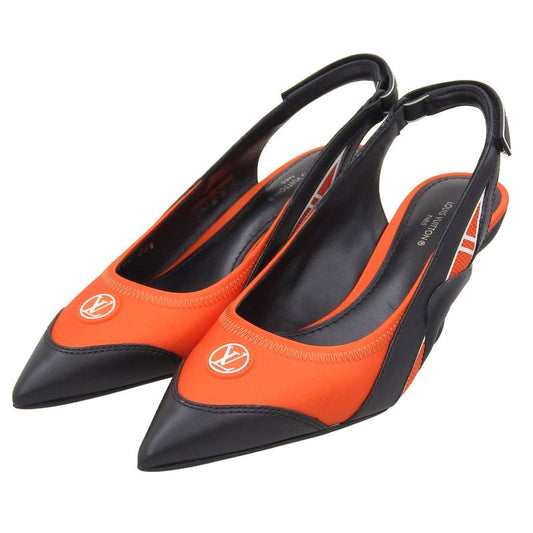 Louis Vuitton Arc Light Line Leather Use Satin Rubber Logo Back Strap Pumps