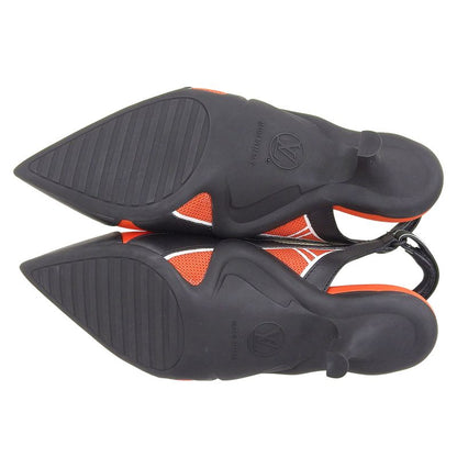 Louis Vuitton Arc Light Line Leather Use Satin Rubber Logo Back Strap Pumps