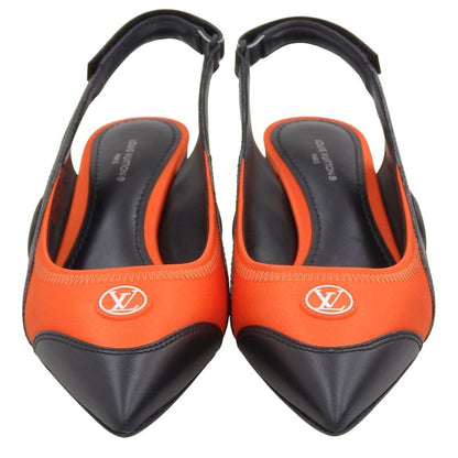 Louis Vuitton Arc Light Line Leather Use Satin Rubber Logo Back Strap Pumps