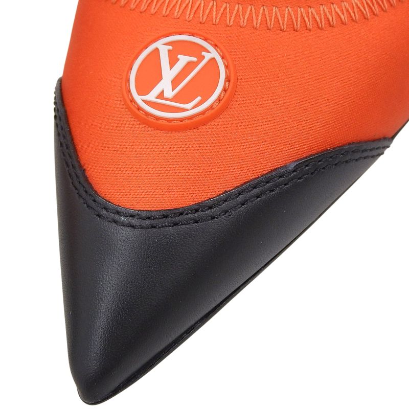 Louis Vuitton Arc Light Line Leather Use Satin Rubber Logo Back Strap Pumps