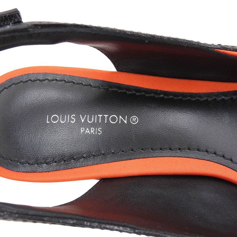 Louis Vuitton Arc Light Line Leather Use Satin Rubber Logo Back Strap Pumps
