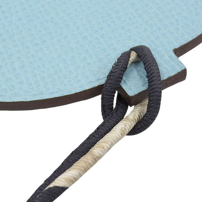 Hermes Petite Ash Teapot Leather Bag Charm Light Blue Black Bicolor Women