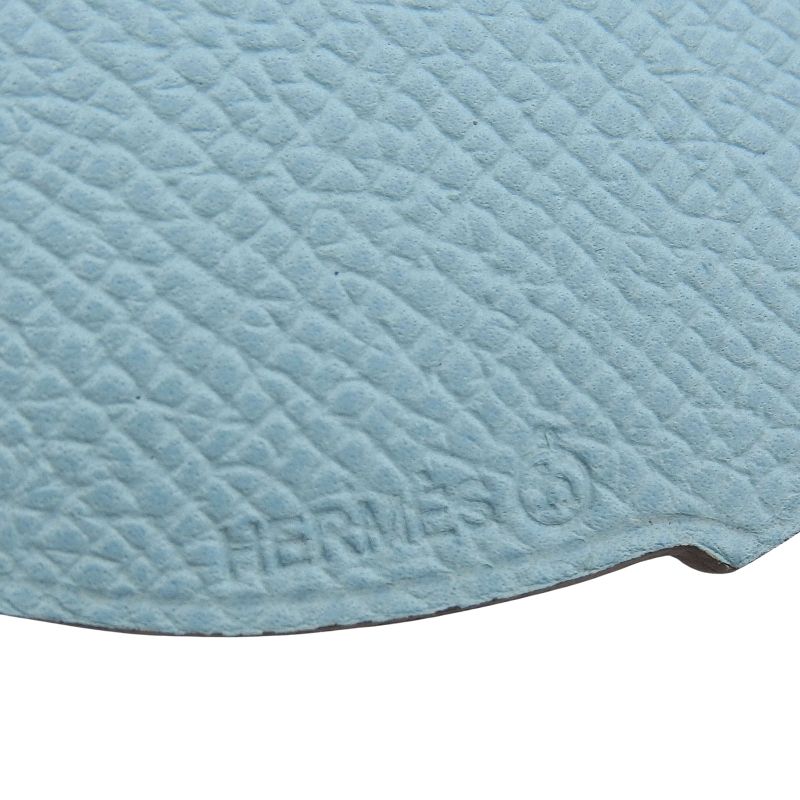 Hermes Petite Ash Teapot Leather Bag Charm Light Blue Black Bicolor Women