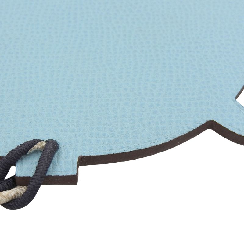 Hermes Petite Ash Teapot Leather Bag Charm Light Blue Black Bicolor Women